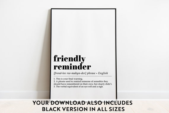 Funny Office Print Friendly Reminder Definition Office 