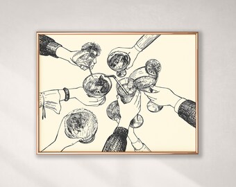 Arte del carrito de la barra / Impresión de saludos / Arte de la pared crema / Decoración del carrito de la barra estética / Impresión del carrito de la barra retro / Arte de la pared imprimible / Descarga digital