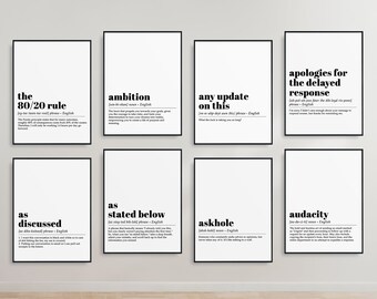 Office Wall Art Set | 50 PRINTABLES | Mega Bundle | Home Office Decor | Dictionary Art | Work From Home Prints | Digital Download