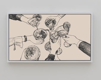 Samsung Frame tv Art | Samsung Art tv | Party Frame Tv | Cheers Frame Tv | Neutral Tv Art | Digital Download for Samsung Frame Tv