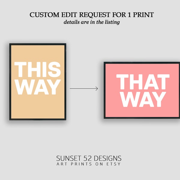 Custom Edit Request for One Print | Custom Art Printable | Custom Wall Art Personalization | Personalized Print | Sunset52designs