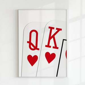 Affiche de cartes roi et reine | Affiche romantique | Art mural tendance | Impression esthétique rétro tendance | Affiche minimaliste | Téléchargement numérique