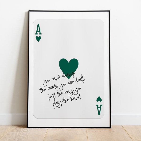 Trendy Ace of Hearts Poster | Aesthetic Print | Retro Wall Art | Motivational Art | Trendy Wall Art | Playing Card Poster | Famous Quote