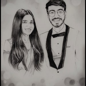 A Stunning Charcoal Portrait Print of a Beautiful Couple in Eternal Lo