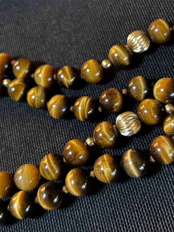 Vintage Tigereye stones beaded 26” necklace - image 4
