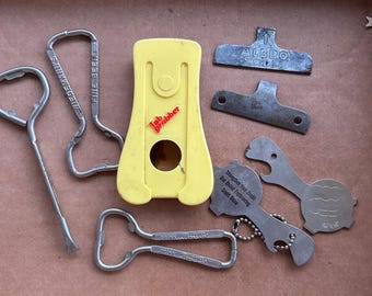 Assortment of vintage bottle, jar and can openers