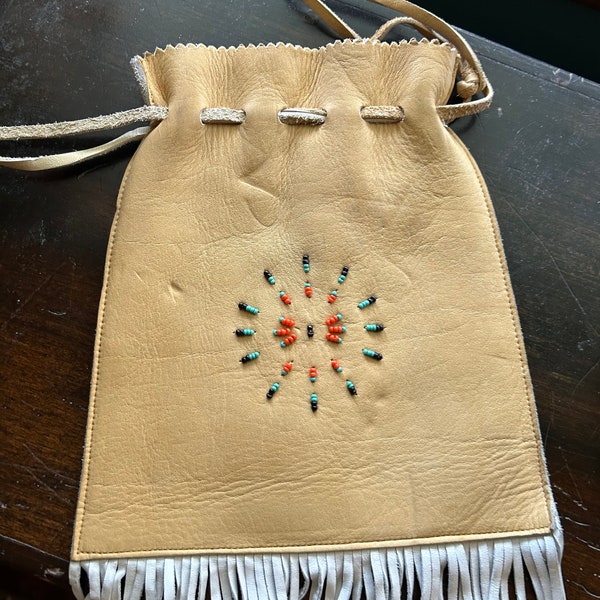 Leather Native American pouch, bag