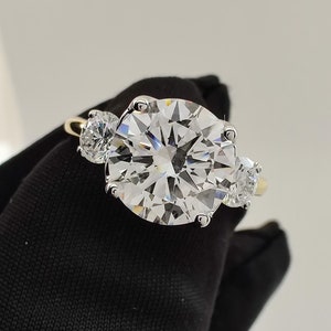 3.00 Carat Lab Grown Diamond Engagement Ring: 14K White Gold Three Stone