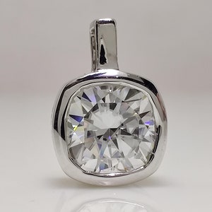 2 Ct Cushion Cut Lab Grown Diamond Pendant: 14K Yellow Gold Charm, IGI Certified