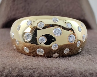 14K Gold Lab Diamond Cluster Ring: Statement Cocktail Band