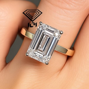 2 Carat Emerald Cut Lab Grown Diamond Solitaire 14k Gold Ring