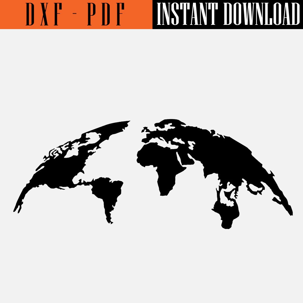 Sharpmap Dxf World Map Wall Art Files ,dxf, and PDF Files,plasma Cut File,wall Art ...