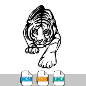Wild Tiger Wall Art, Digital Download, DXF, SVG, and PDF Files, Laser Cut Design, Animal Decor