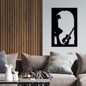 Guitar and Man Wall Art, Digital Download, DXF, SVG, and PDF Files, Laser Cut Design, Music Lover Decor