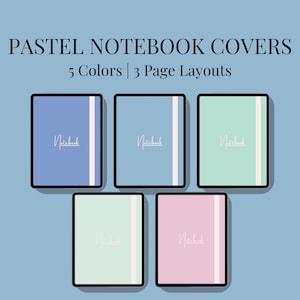 5 Pastel Digital Notebook Covers v2 | Notebook Covers for Goodnotes | Notebook Cover Templates | Journal Cover | PDF Digital Download
