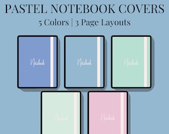 5 Pastel Digital Notebook Covers v2 | Notebook Covers for Goodnotes | Notebook Cover Templates | Journal Cover | PDF Digital Download