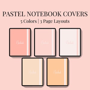 5 Pastel Digital Notebook Covers | Notebook Covers for Goodnotes | Notebook Cover Templates | Journal Cover | PDF Digital Download