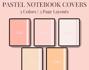 5 Pastel Digital Notebook Covers | Notebook Covers for Goodnotes | Notebook Cover Templates | Journal Cover | PDF Digital Download