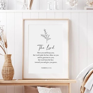 De Heer zegene u en bewaart u, Bijbelversnummers 6:24-26, Christian Home Decor, Schriftafdruk, Bijbelvers afdrukbaar