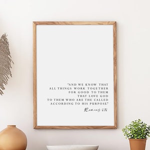 Romans 8:28 Modern Bible Verse Wall Art, Christian Wall Art, Scripture Printable, Minimal Christian Decor, Bible Verse Gift