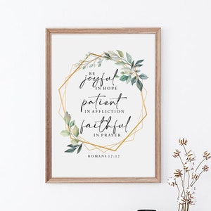 Romans 12:12, Joyful in Hope, Modern Scripture Wall Art, Printable Wall Art Minimalist Christian, Modern Bible Verse, Bible Verse Print