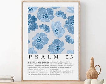 Psalm 23 Scripture Wall Art, The Lord Is My Shepherd Christian Wall Art, Vintage Bible Verse Print, Christian Home Decor