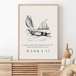 Sailboat Christian Wall Art: Fishers of Men Verse (Digital Download)