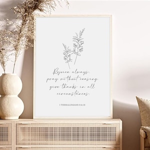 1 Thessalonians 5:16-18, Rejoice Always, Minimalist Christian Wall Art, Bible Verse Printable, Christian Poster Decor, Scripture Wall Art