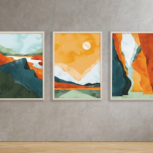 Abstract Landscape Prints Wall Art Set Of 3, Boho Decor, Modern Minimalist Poster, Abstract Gallery Wall Set, DIGITAL DOWNLOAD