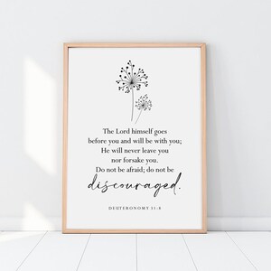 Deuteronomy 31:8, The Lord Himself Goes Before You, Bible Verse Wall Art, Christian Wall Art, Minimal Scripture Wall Poster