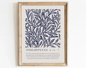 Arte mural de Filipenses, póster con versículo bíblico de Filipenses 4:6-7, arte mural de escrituras antiguas, arte mural cristiano imprimible, no se angustien