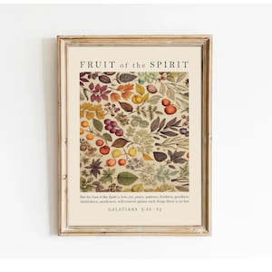 Fruit of the Spirit Wall Art, Scripture Wall Art, Galatians 5:22, Christian Home Decor, Vintage Scripture Print, Bible Verse Wall Art