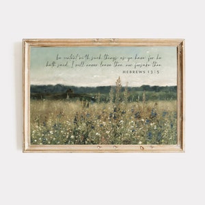 Hebrews 13:5 Bible Verse Landscape Art Print (Digital Download)