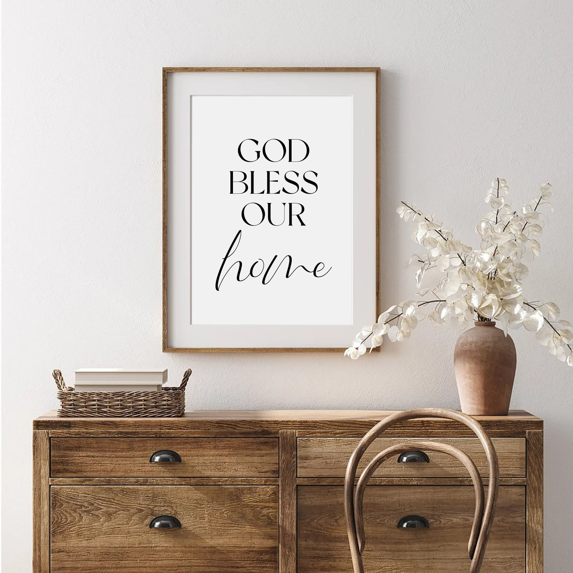 God Bless Our Home, Christian Printable Wall Art, Minimalist Christian Wall Art, Scripture Art Print, Welcome Sign