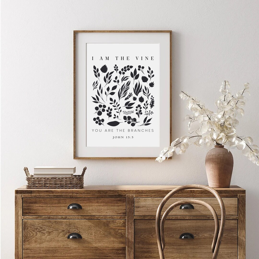 I Am the Vine, Christian Wall Art, John 15:5, Modern Bible Verse Wall ...
