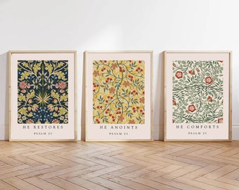 Psalm 23 Flower Market Print Set: Vintage Botanical Art (Digital Download)
