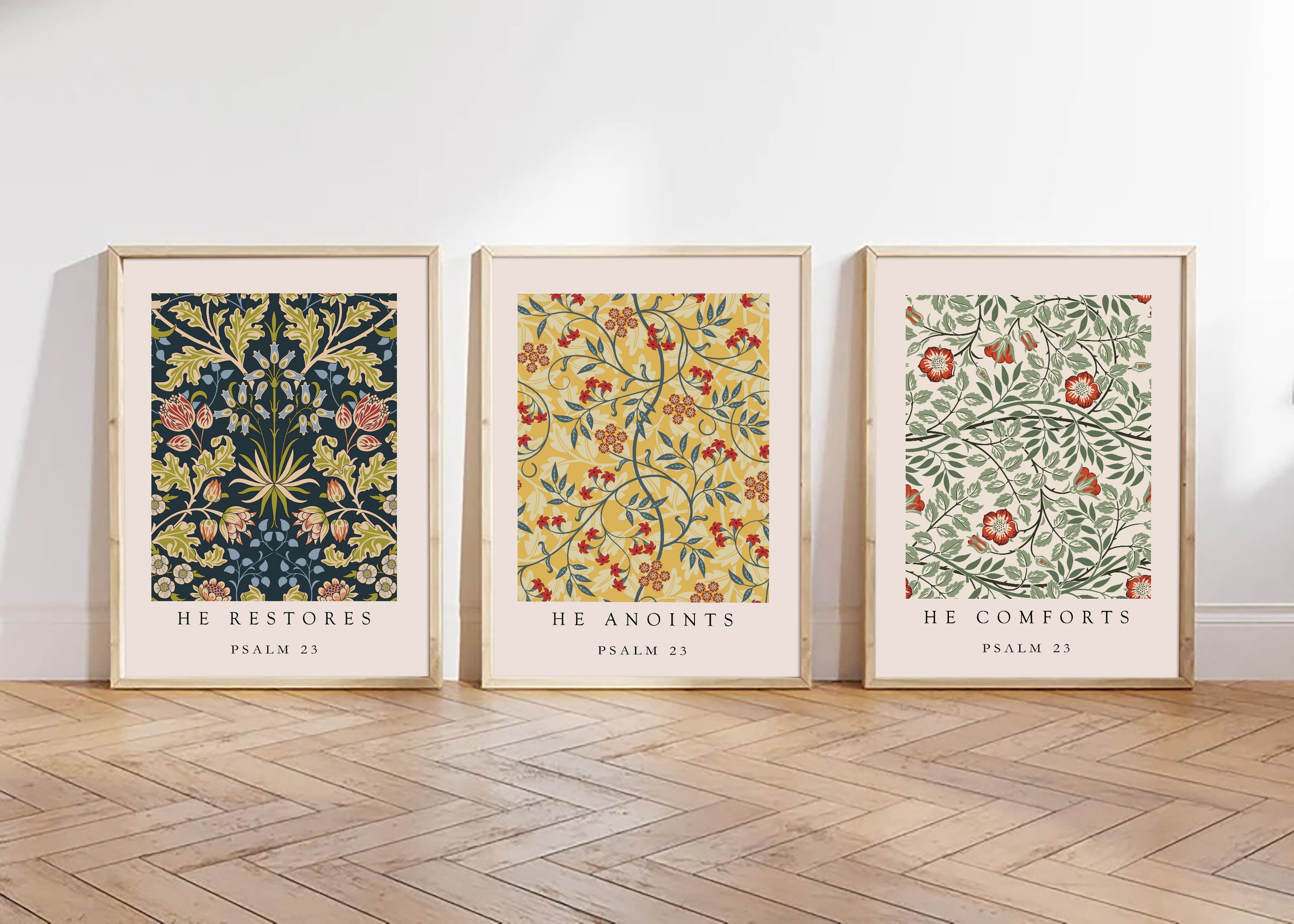 Psalm 23 Flower Market Print Set: Vintage Botanical Art (Digital Download)