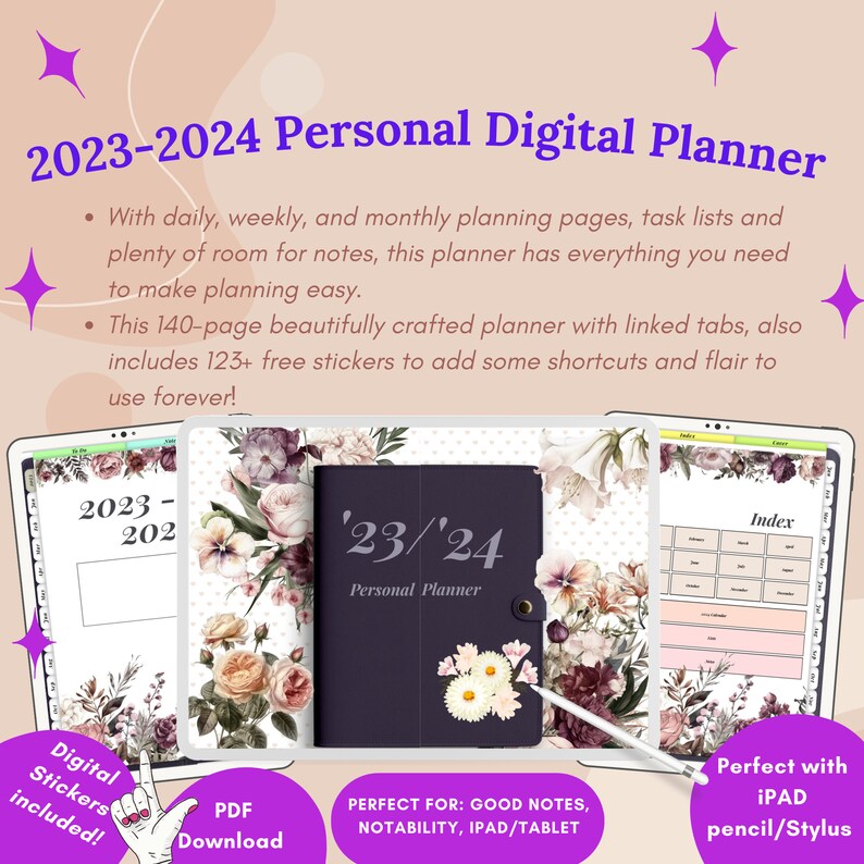 20232024 Personal Digital Planner Task Tracking Planner Etsy