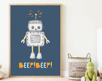 robot wall art robot decor robot nursery boys room wall art robot print robot kids room playroom decor scandi room decor boys room