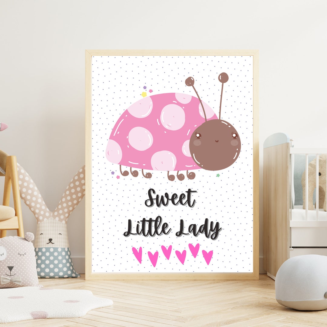 Pink Ladybug Wall Art, Little Lady Print, Ladybug Art Printable ...