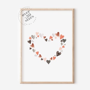 Heart Print Valentines Day Printable Art Pink Heart Watercolour Painting Nursery Print Love wall art Girls Room Wall Decor valentines decor