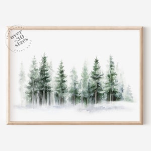 Impressão de paisagem de inverno perfeita para presentes de Natal Pintura de inverno Árvores de inverno com neve Arte de parede para impressão Arte de parede de Natal