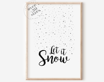 Let It Snow Calligraphy Print, Modern Christmas Decor (Digital Download)
