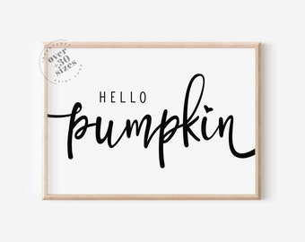Hello Pumpkin Fall Printable, Rustic Autumn Wall Art (Digital Download)