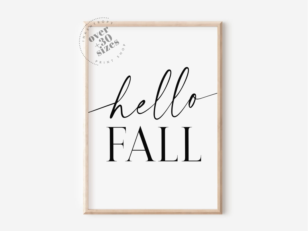 Hello Fall Wall Art Fall Printables Farmhouse Style Decor Etsy