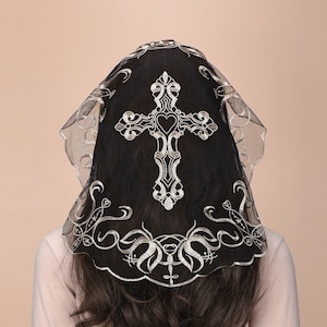 New!! Catholic Church Veil, Spanish Short Lace Head Covering Chapel Mass Veil,  Christian Prayer veil