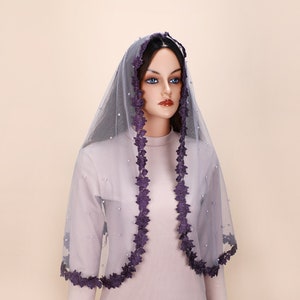 D-shaped veil Catholic mandala veil church mass lace veil