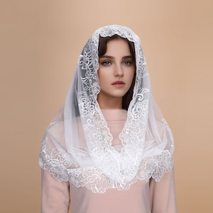 New Infinity Catholic Mantilla: Rose Embroidered Church Mass Veil