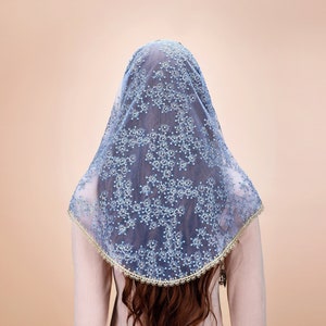 Church Mantilla Catholic Veil, Triangle Shape Chapel Lace Head Covering Spanish Mass Prayer Veil