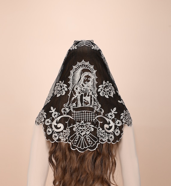 Hand-Stitched Spanish Lace Mantilla Veil for Church Mass Bozidol Church Veil Catholic Mantilla Spanish Lace Chapel  main image 4
